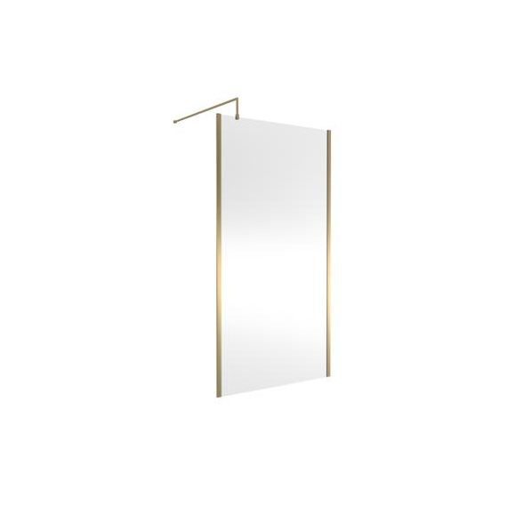 Hudson Reed 1100mm Outer Framed Wetroom Screen with Support Bar Brushed Brass WRSOBB11