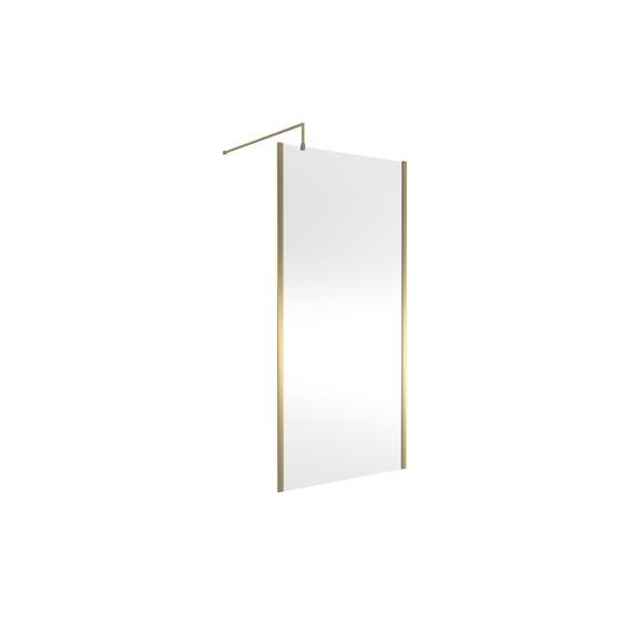 Hudson Reed 1000mm Outer Framed Wetroom Screen with Support Bar Brushed Brass WRSOBB10
