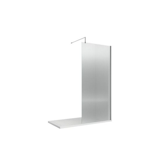 Hudson Reed 900mm Fluted Wetroom Screen with Support Bar Chrome WRFL19590