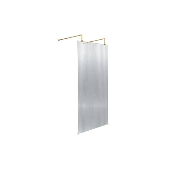 Hudson Reed 900mm Fluted Wetroom Scren with Arms & Feet Brushed Brass WRAF19590BB
