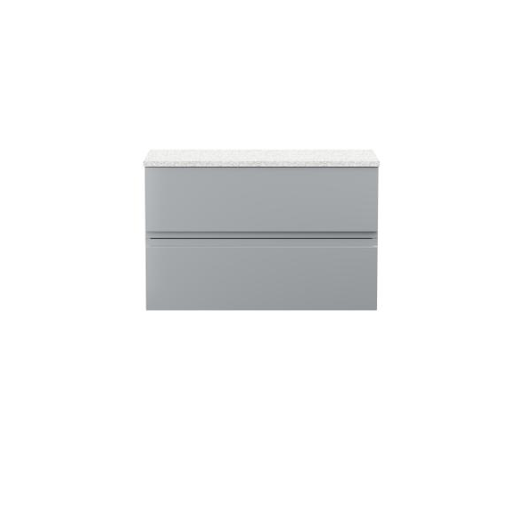 Hudson Reed 800mm Wall Hung 2-Drawer Vanity Unit & Sparkling White Worktop Satin Grey URB206LSW