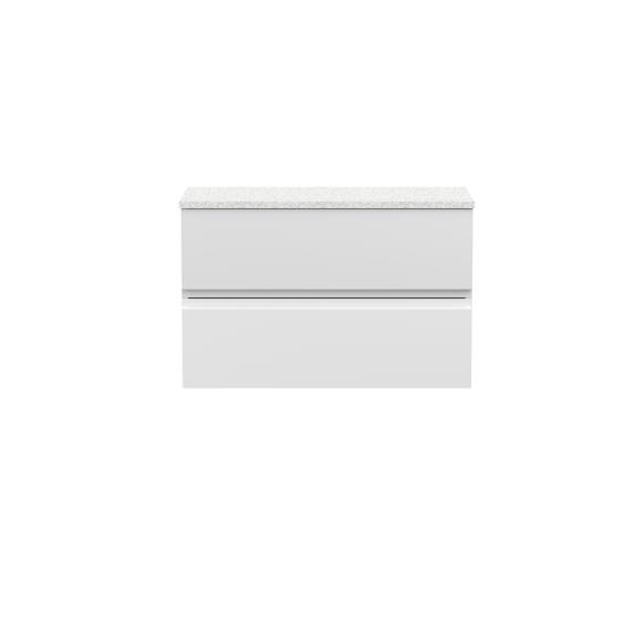 Hudson Reed 800mm Wall Hung 2-Drawer Vanity Unit & Sparkling White Worktop Satin White URB106LSW