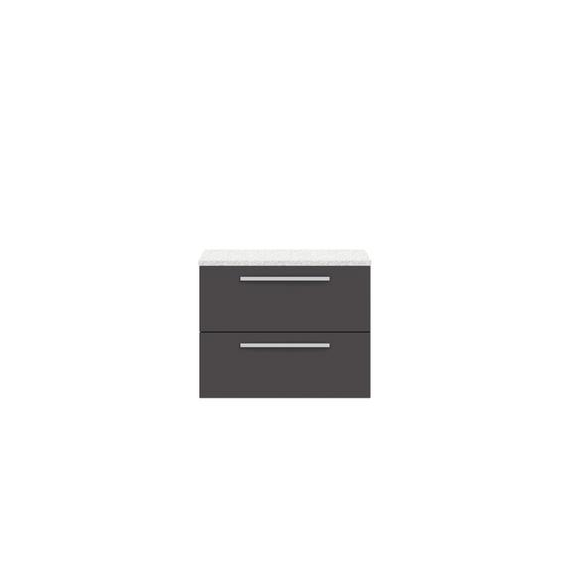 Hudson Reed 720mm Cabinet & Sparkling White Worktop Grey Gloss QUA006LSW