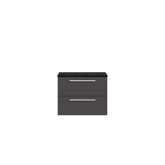 Hudson Reed 720mm Cabinet & Sparkling Black Worktop Grey Gloss QUA006LSB