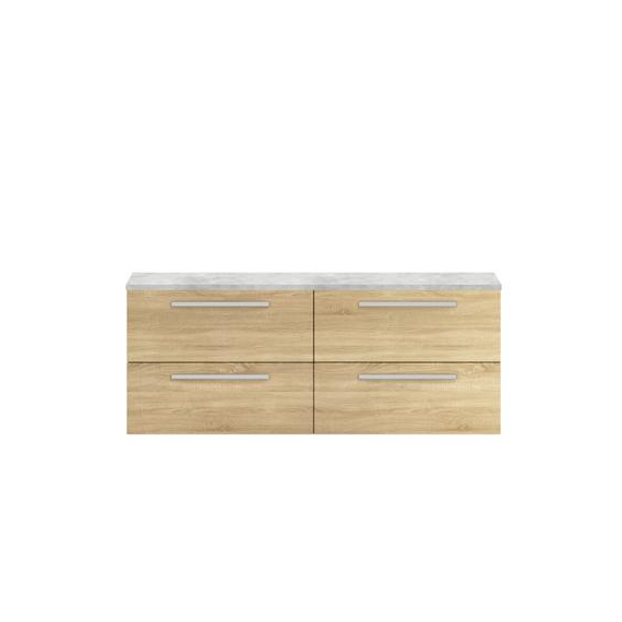 Hudson Reed 1440mm Double Cabinet & Grey Worktop Natural Oak QUA004LBG