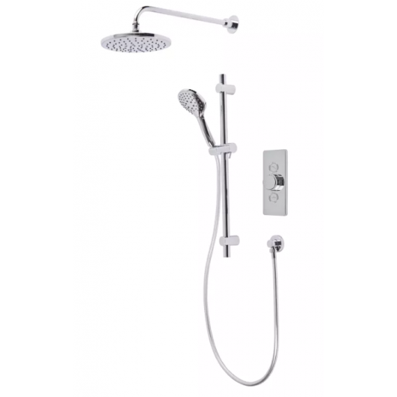 Tavistock Axiom Dual Function Shower System With Overhead Shower And Riser Kit Chrome