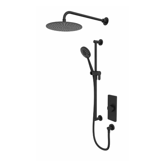 Tavistock Axiom Dual Function Shower System With Overhead Shower And Riser Kit Black
