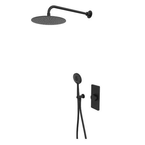 Tavistock Axiom Dual Function Shower System With Overhead Shower Handset And Holder Black