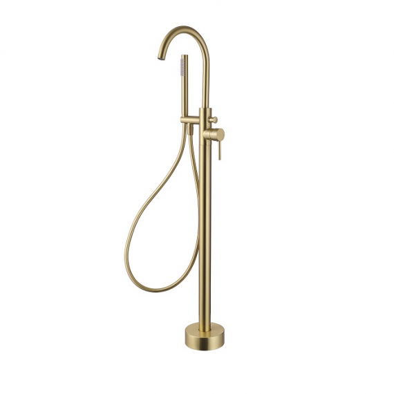 Sagittarius Ergo Lever Floor Mounted Bath Shower Mixer Brushed Brass