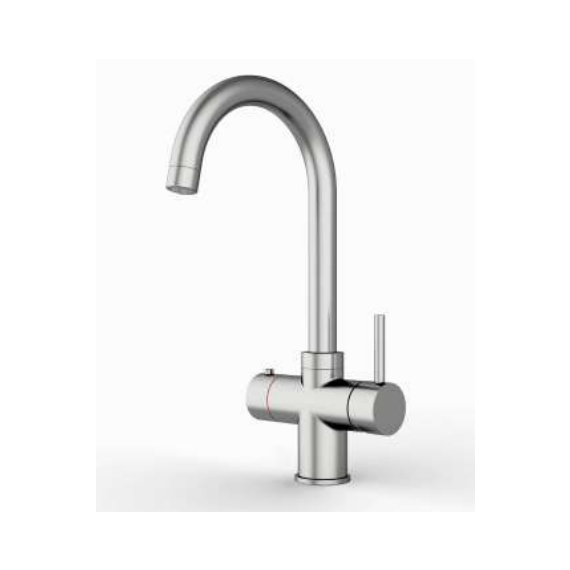 Kartell Brew Master 3 In 1 Boiling Hot Water Swan Spout Kitchen Tap With Standard Tank And Filter - Brushed Nickel