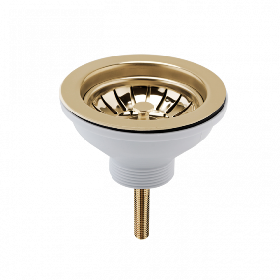 Nuie Brushed Brass Strainer Kitchen Waste With Pull Out Basket FW813