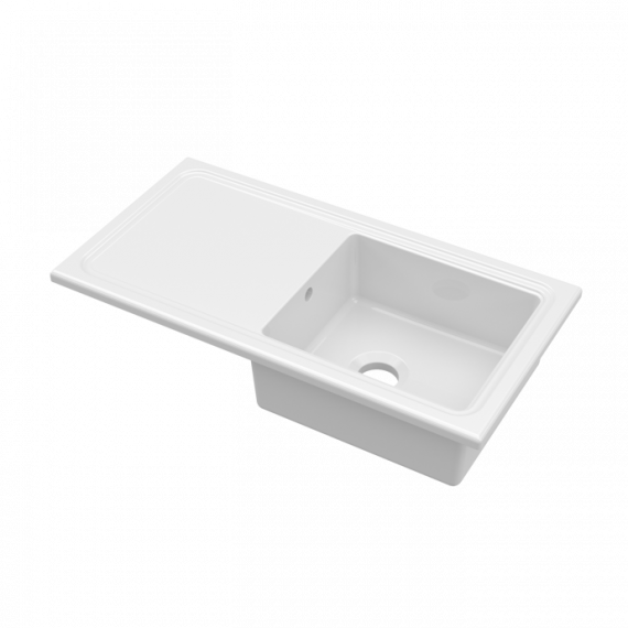Nuie Fireclay Single Bowl Counter Top Kitchen Sink White 1010mm CT11TF1010