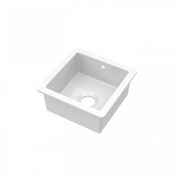 Nuie Fireclay Single Bowl Undermount Kitchen Sink With Overflow White 457mm PS10218
