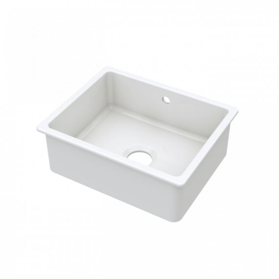 Nuie Fireclay Single Bowl Undermount Kitchen Sink With Overflow White 548mm PS13022