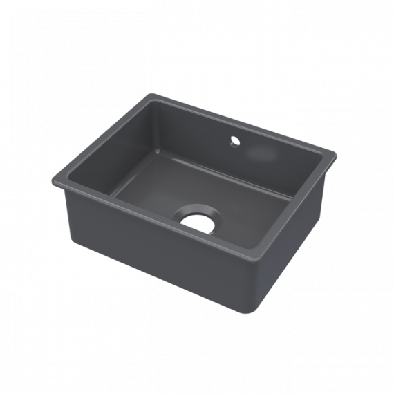 Nuie Fireclay Single Bowl Undermount Kitchen Sink With Overflow Matt Black 548mm PS43022