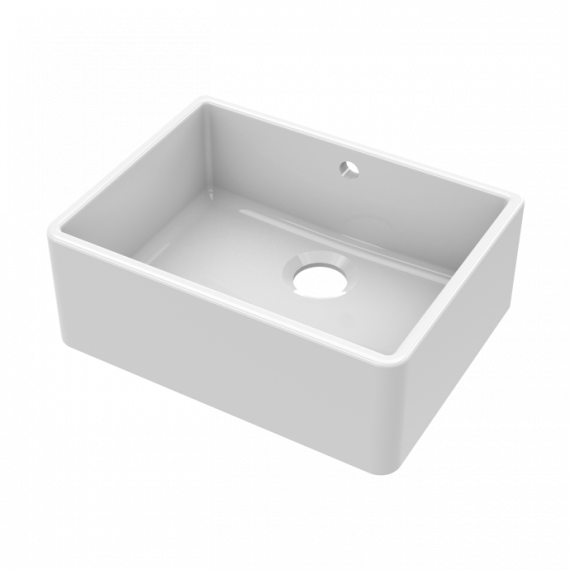Nuie Fireclay Single Bowl Butler Kitchen Sink White With Overflow 595mm BU10124