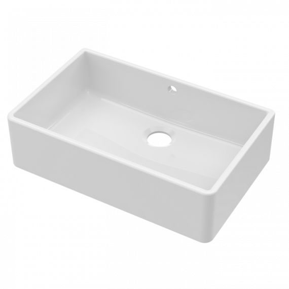 Nuie Fireclay Single Bowl Butler Kitchen Sink White With Overflow 795mm BU10132