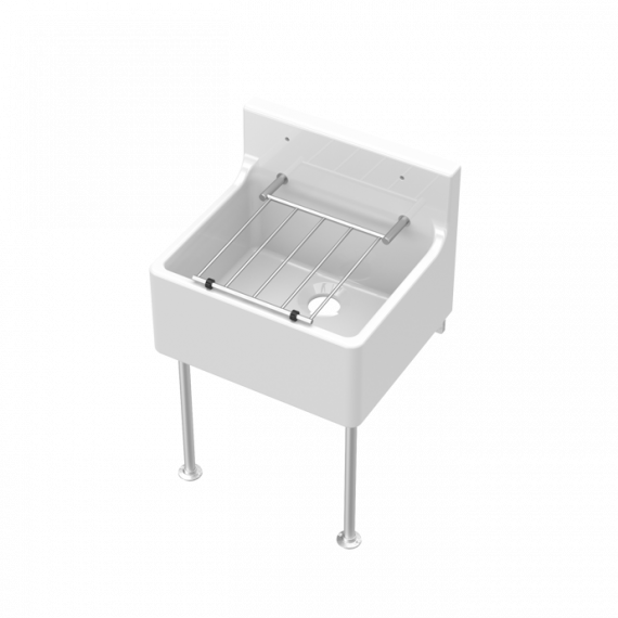 Nuie Fireclay Cleaner Sink 455mm With Legs And Brackets White CS10318LB