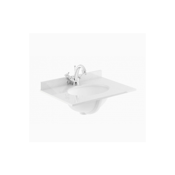 Bayswater 600mm Marble Single Bowl 1 Tap Hole - White Marble