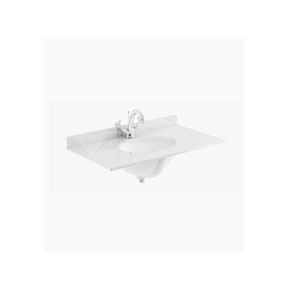 Bayswater 800mm Marble Single Bowl 1 Tap Hole - White Marble