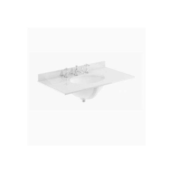 Bayswater 800mm Marble Single Bowl 3 Tap Hole - White Marble