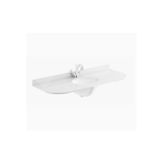Bayswater 1200mm Single Bowl with Radius 1 Tap Hole - White Marble