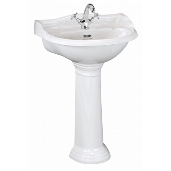 Bayswater Porchester 600mm Basin 1 Tap Hole - White Ceramic