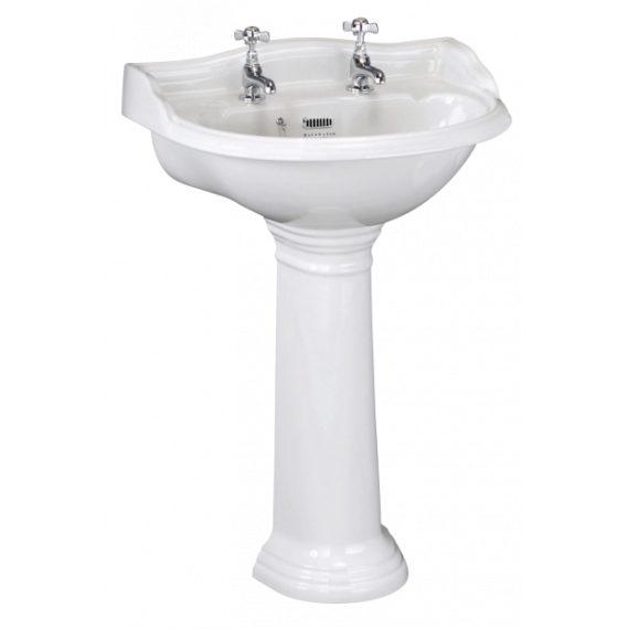 Bayswater Porchester 600mm Basin 2 Tap Hole - White Ceramic