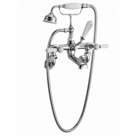 Bayswater Wall Mounted Bath Shower Mixer  - Lever - White/ Chrome Hex