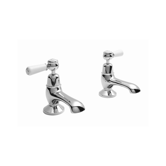 Bayswater Bath Taps - Lever - White/ Chrome Domed                     