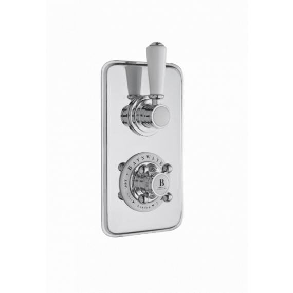 Bayswater Twin Concealed Valve with Diverter - White/Chrome