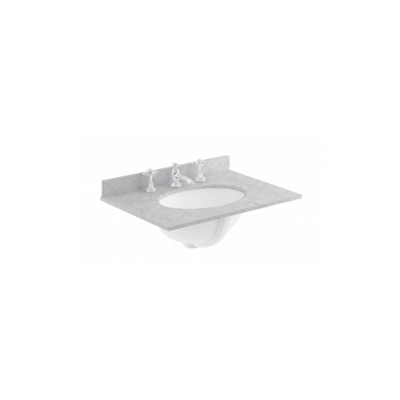 Bayswater 600mm Marble Single Bowl 3 Tap Hole - White Marble