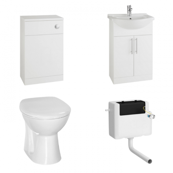 Kartell Impakt 1050mm Furniture Pack With Milton Back To Wall Toilet And Concealed Cistern