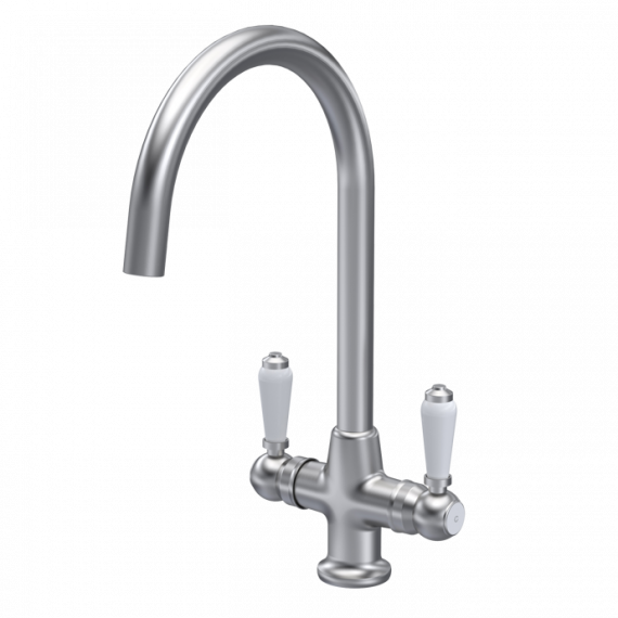Nuie Cruciform Sink Mixer Tap Brushed Nickel With Ceramic Levers