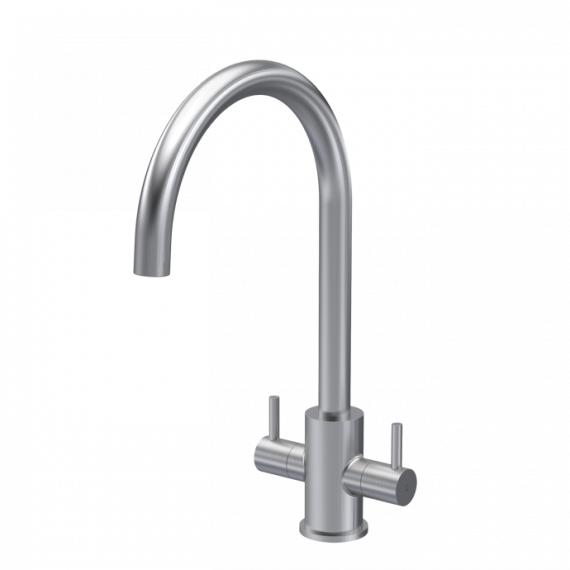 Nuie Lachen Mono Dual Lever Kitchen Tap Brushed Nickel