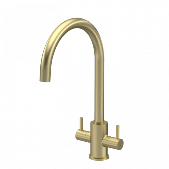 Nuie Lachen Mono Dual Lever Kitchen Tap Brushed Brass