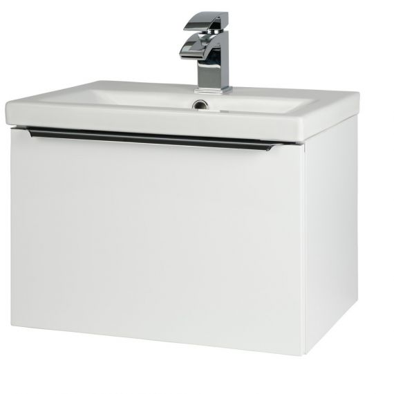 Kartell Kore 500mm Gloss White Wall Mounted Drawer Unit With Ceramic Basin