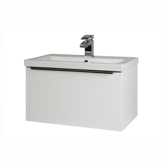Kartell Kore 600mm Gloss White Wall Mounted Drawer Unit With Ceramic Basin