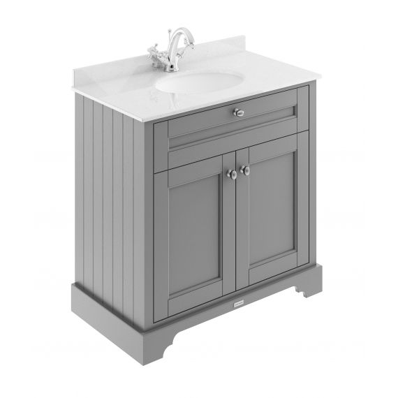 Hudson Reed 800mm Cabinet & Marble Top (1TH) Storm Grey LOF228