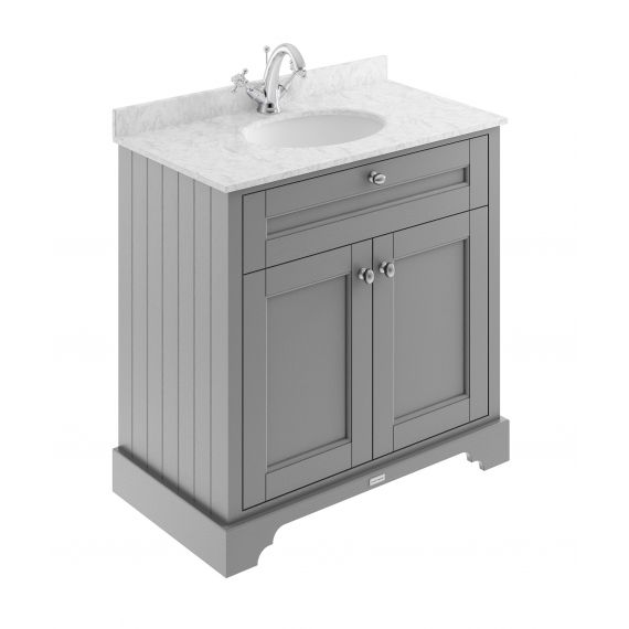 Hudson Reed Old London Storm Grey 800mm Cabinet & Marble Top (1TH)