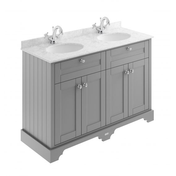 Hudson Reed Old London Storm Grey 1200mm Cabinet & Double Marble Top (1TH)