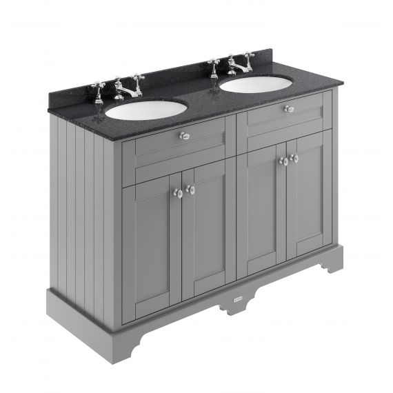 Hudson Reed Old London Storm Grey 1200mm Cabinet & Double Marble Top (3TH)