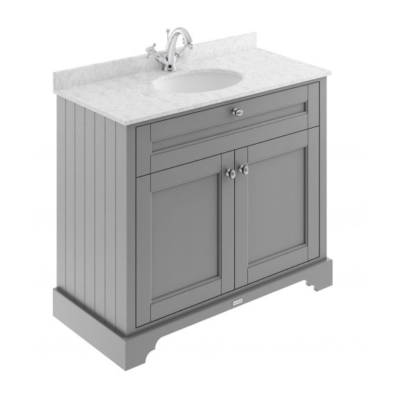 Hudson Reed Old London Storm Grey 1000mm Cabinet & Marble Top (1TH)