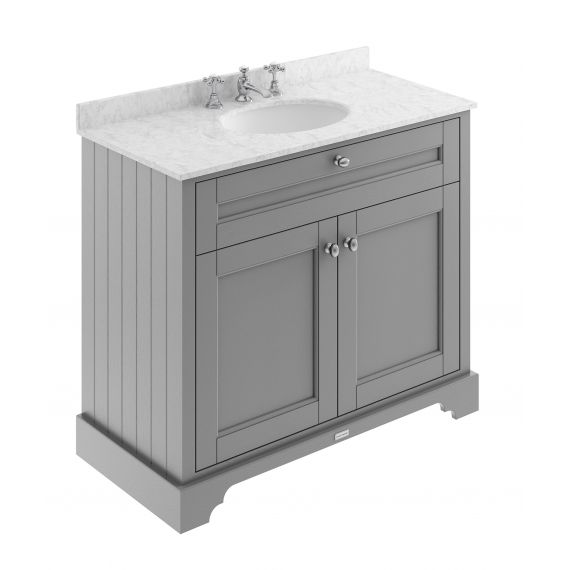 Hudson Reed Old London Storm Grey 1000mm Cabinet & Marble Top (3TH)