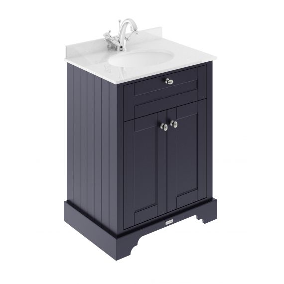 Hudson Reed 600mm Cabinet & Marble Top (1TH) Twilight Blue LOF322