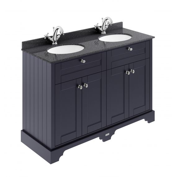 Hudson Reed Old London Twilight Blue 1200mm Cabinet & Double Marble Top (1TH)
