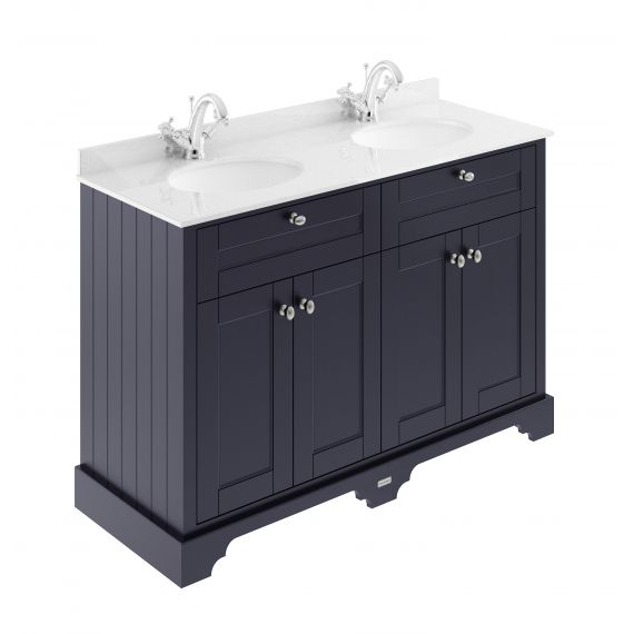 Hudson Reed 1200mm Cabinet & Double Marble Top (1TH) Twilight Blue LOF364