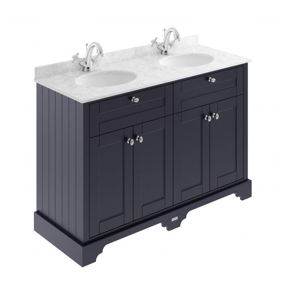 Hudson Reed Old London Twilight Blue 1200mm Cabinet & Double Marble Top (1TH)