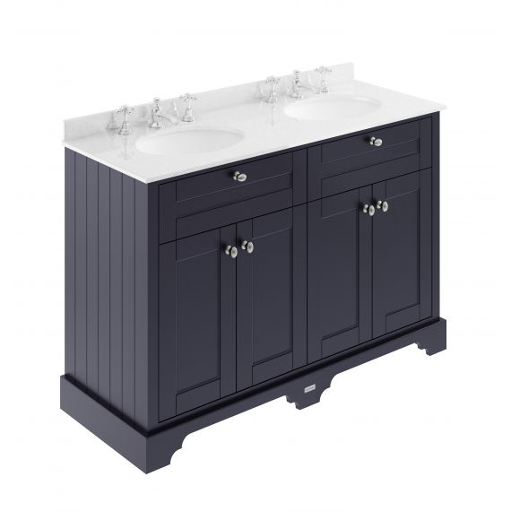Hudson Reed Old London Twilight Blue 1200mm Cabinet & Double Marble Top (3TH)