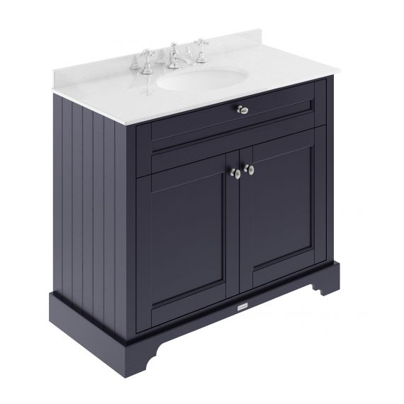 Hudson Reed Old London Twilight Blue 1000mm Cabinet & Marble Top (3TH)